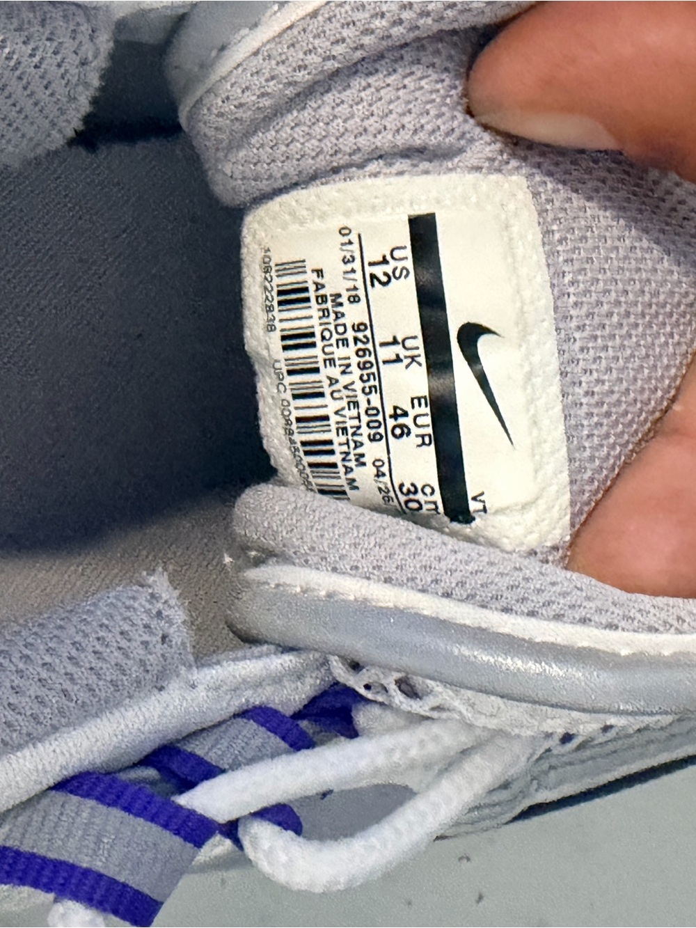 Nike White Mesh Sneakers with Purple Accent - Picture 3 of 3